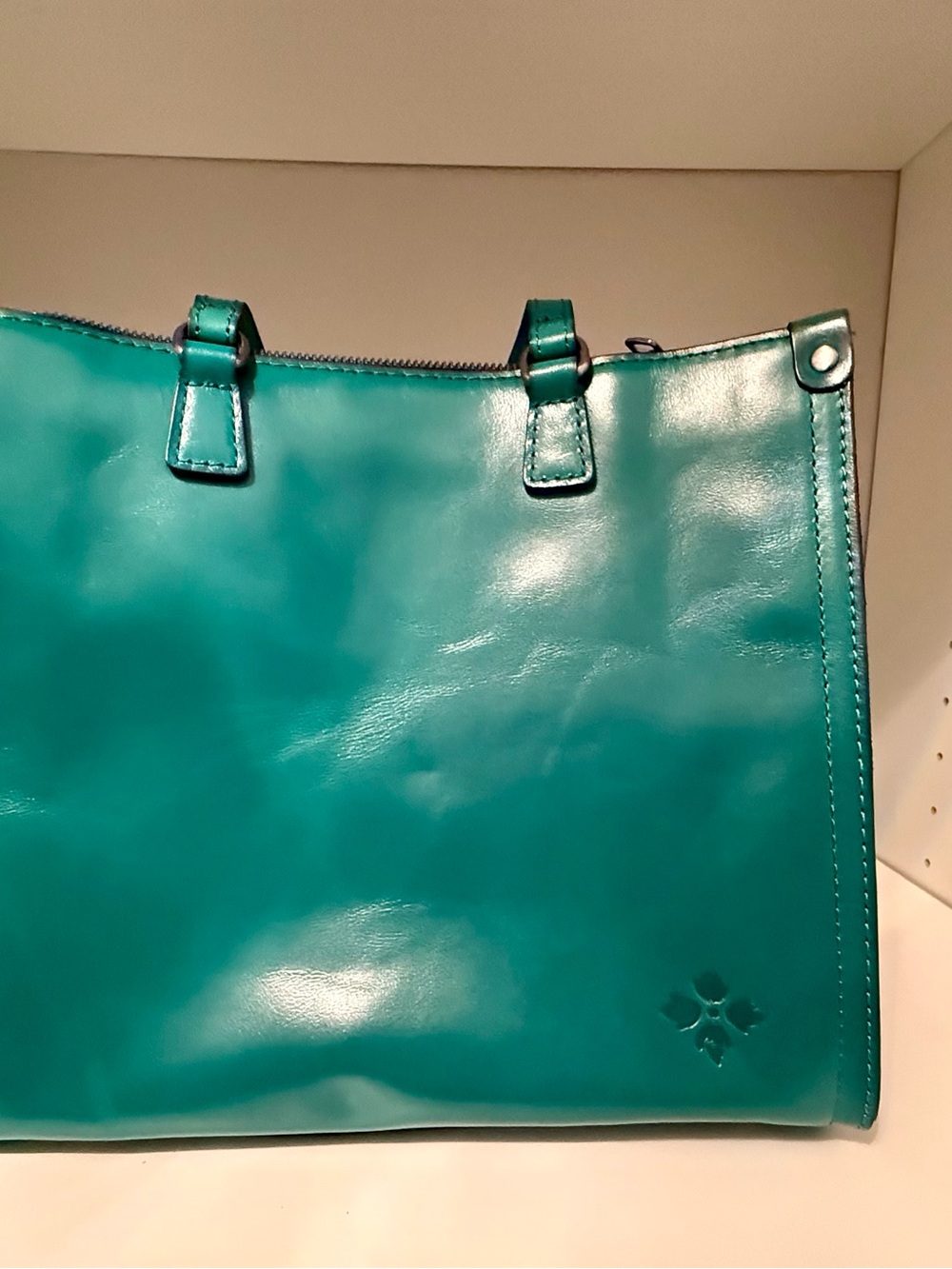 Patricia Nash Teal Patent Leather Tote
